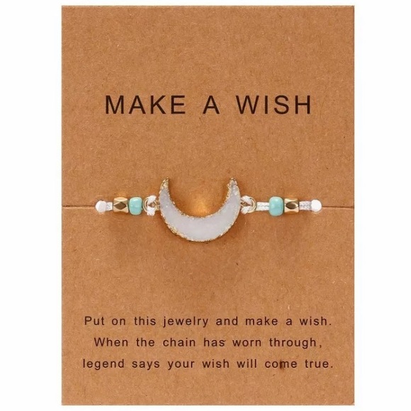 Jewelry - 3/$15 Moon natural stone tie make a wish bracelet
